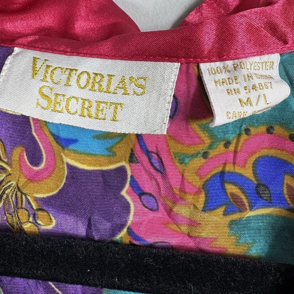 Victoria's Secret Women's M/L Multicolor Floral Satin Mid Length Sleep Shirt VTG